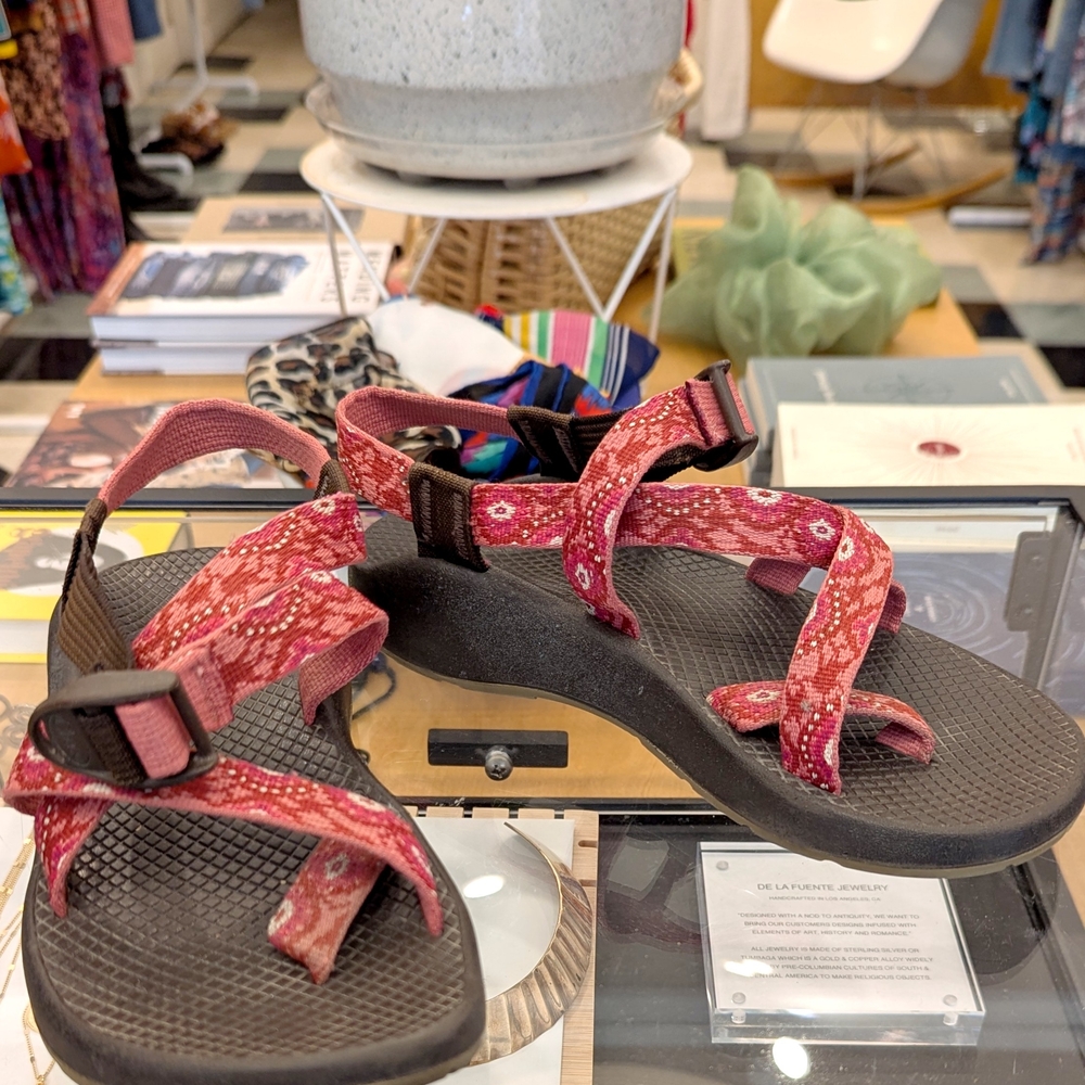 Chaco Red and Black Adventure Sandals